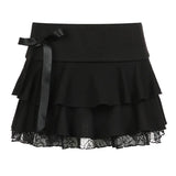 Bow Spliced Half-Dressed Girl 2025 Low-Waist Sexy A-Shaped Skirt Hottie INS New Short
