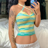 Cotton Summer Clothes For Women Y2K Crop Tops Sexy Casual Knitted Halter Tie Dye Skinny 2021 Club Mini Vest Tank