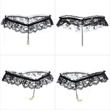 Sexy De Pup Lace Women's T-Thing Thong Trousers Pearl Panties Massage Lingerie Open-File Underwear T-Perspective