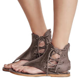 Women Flats Sandals Fashion Strap Leopard PU Leather Bohemia Shoes Casual Open Toe Roman Gladiator Flip Flops