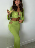 Sexy Hollow Out U Neck Long Sleeve Crop Top And Long Dress Two Piece