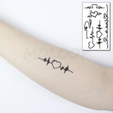 Water Transfer Tattoo Sexy Black Letter Lifeline Tattoo Body Art Waterproof Temporary Fake Flash Tattoo for Man Woman