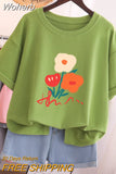 100% Cotton L-5XL T Shirt Plus Size Tshirt Short Sleeve Women Top Summer Cartoon Print Couple O Neck Oversized T Shirts-Outfit