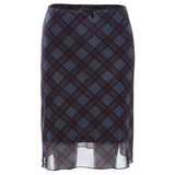 Woherb Summer New Women's Wear Waist Draw Pleated Plaid Crop Small Vest Slim Skirt-Outfit