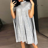 2025 New Small Tie-Collared Bright Dress Loose Women's