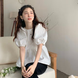 Women Bow Puff Sleeve Design Sweet Elegant All-match Lovely Gentle Summer New Arrival Hot Sale Korean Style Ulzzang
