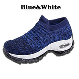 Women Tennis Shoes Breathable Mesh Height-increasing Slip-on Female Sock Footwear Outdoor Women Sneakers Thick Bottom