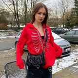 New Y2k Aesthetic Women Hip Hop Hoodies Butterfly Printed Zip-up Jacket Female Goth Harajuku Grunge Punk Streetwear