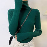 New 2021 Women Pullover Turtleneck Sweater Autumn Long Sleeve Slim Elastic Korean Simple Basic Cheap Jumper Solid Color