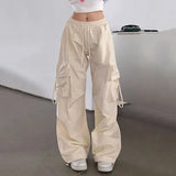 Streetwear Y2K Cargo Pants Women Harajuku Hip Hop Big Pockets Wide Leg Trousers Woman Korean Loose High Waist Casual Pants-Outfit