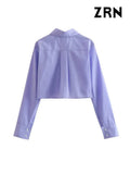 Women Fashion Loose Cropped Shirts Vintage Long Sleeve Front Button Female Blouses Blusas Chic Tops-Outfit