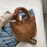 Fashion Corduroy Women's Bag 2022 Trend New Handbags Niche Versatile Bucket Shoulder Bags Female Nylon Button Crossbody