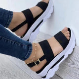 Women Sandals 2022 New Heels Woman Platform Wedges Shoes Ladies Summer Sandals Buckle Non-slip Beach Sandals Plus Size