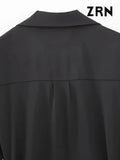Women Fashion With Belt Front Zipper Jumpsuits Vintage Short Sleeve Side Pockets Female Playsuits Mujer-Outfit