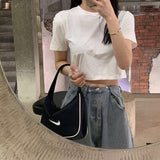 Women Cropped Solid Sexy Minimalist Hot Sale Slim Casual Fashion Preppy Chic Basic Tops Korean Style Streetwear