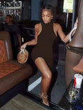 Kliou Stacked Solid Mini Dress Women Fashion Sleeveless Irregular Shape Stunning Body-Shaping Skirt Party Clubwear Female