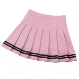 Fashion Striped Women Pleated Skirt High Waist Zipper Summer JK Girls Dancing Mini Skirt Korean Sweet Summer Black