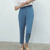 Summer Casual Solid Ankle-Length Pants 2023 High waist Fashion Female Elegant Straight Pants Trousers Clothing LY9385-Outfit