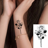 Beautiful Rose Flowers Body Art Neck Abdomen Waterproof Fake Tattoo Sexy for Woman Men Flash Temporary Small Size Tattoo