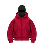 Trendy Double Hat Boomer Design Hooded Zipper Open-Shirt Couple Windproof Street