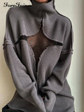 Sexy Mesh Vacation Loose Knitted Pullover