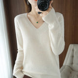 Winter New Cashmere Sweater Women Keep Warm V-neck Pullovers Knitting Sweater Fashion Korean Long Sleeve Loose