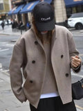 Women's Autumn And Winter New Fashion Temperament Loose V-Neck Double Buckle Coat