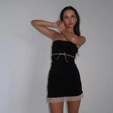 Woherb 2023 New Women's Fashion Sexy Ins Lace-Up Chest Off The Shoulder And Fanny Pack Hip Dress-Outfit