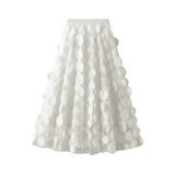 Industry Three-Dimensional Wave Point Black Mesh Half-Body Dress 2025 New Design Sense Hepburn Style Long Umbrella Skirt