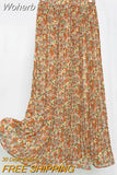 Women Summer Chiffon Floral Print Skirt High Waist A-line Elegant Skirts Beach Many Colors Mid-length Skirt QT1615-Outfit