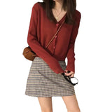 Woherb Autumn Dress 2024 Korean Version Loose Short Money With Long Sleeve Small Knit Cardigan Coat Female Thin Money-Outfit