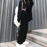 Women Mopping Jeans Straight Solid Adjustable Waist Loose Korean Style Trendy Females Trousers All-match Teenagers 2021 Newest-Outfit