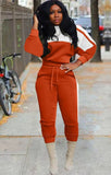 Winter Contrast Color Crop Top and Pants 2 Piece