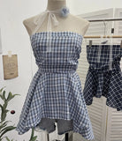 Wind Shoulder-To-Shoulder Tectorge Sling Waist-Le-Legged Skirt Wrapped-Sleeved Top