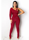 Ribbed Irregular Bodysuit and Pants 2 Piece