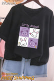 Plus Size T Shirt 100% Cotton L-5XL Tshirt Short Sleeve Women Top 2023 Summer Cartoon T Shirt V Neck Oversized T Shirts-Outfit