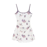 Night Swear Ti Ti Ti's Big-Size Cat Prints Slimmed-Up Dress Sweet Bow Sling Skirt Sexy Waist