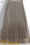 Summer Women Gradient Color Mesh Skirt Elegant High Waist Sequins A-line Midi Length Pleated Skirt QT1785-Outfit