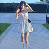 Dress Women Chic Backless Design Vacation Mini Vestido Mujer Y2k Lovely Schoolgirl Sundress Short Sleeve Ins Trendy Basic-Outfit