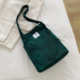 Bags for Women 2022 Corduroy Snap Button Shoulder Bag Large Capacity Reusable Shopping Bag Literary Buckle Tote Female