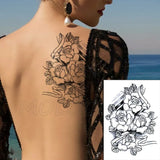 Temporary Tattoo Stickers Sexy Rose Heart-shaped Wreath Fake Tatto Waterproof Tatoo Back Leg Arm Belly Big Size for Women