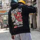 Boys Cool Men Hip Hop Hoodies Japanese Casual Sweatshirts Streetwear Men Women Loose Pullover Harajuku Devil Hoodie