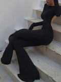 vintage jumpsuit with long sleeves and flared