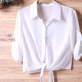 Summer Half Sleeve Buttoned Up Shirt Women's Coat Female Sun Protection All-match Thin Short Sleeve Chiffon Cardigan 13556-Outfit