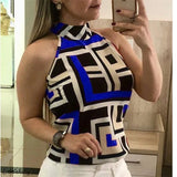 Sexy New Summer Women's Sleeveless Casual Shirt High Collar Hanging Neck Slim Commuter Shirt Five Colors Sizes