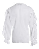 Casual Shirts Blouse Solid Color Button Design Long Sleeve Top Women Summer Spring Loose Fashion Casual Tops Shirt-Outfit