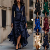 And Winter New Women's Clothing Explosion Of Women's Round Collar Collar Collar T-Neck Tat-Dressed Thick Outer Wear Bottom