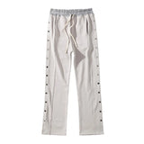 Side Button Jogger Sweatpants Men Elastic Wasit Streetwear Loose Casual Hip Hop Trousers Wide Leg Harajuku Cargo