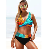 Sexy Bikinis Set Colorful Striped Push Up Bikini Summer Padded Bra Plus Size Swimsuit Female Swimwear Women