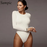 Casual Skinny Fashion Outfit Woman Black Red Bodysuits Tops Long Sleeve Warm O Neck Short Rompers Autumn